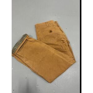 Carhartt B111 BRN Plaid Lined Washed Duck Work Dungarees Brown Men’s 38x32
